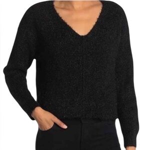 Abound‎ Cropped Long Sleeve Black Sparkle Sweater Womens Small NWT